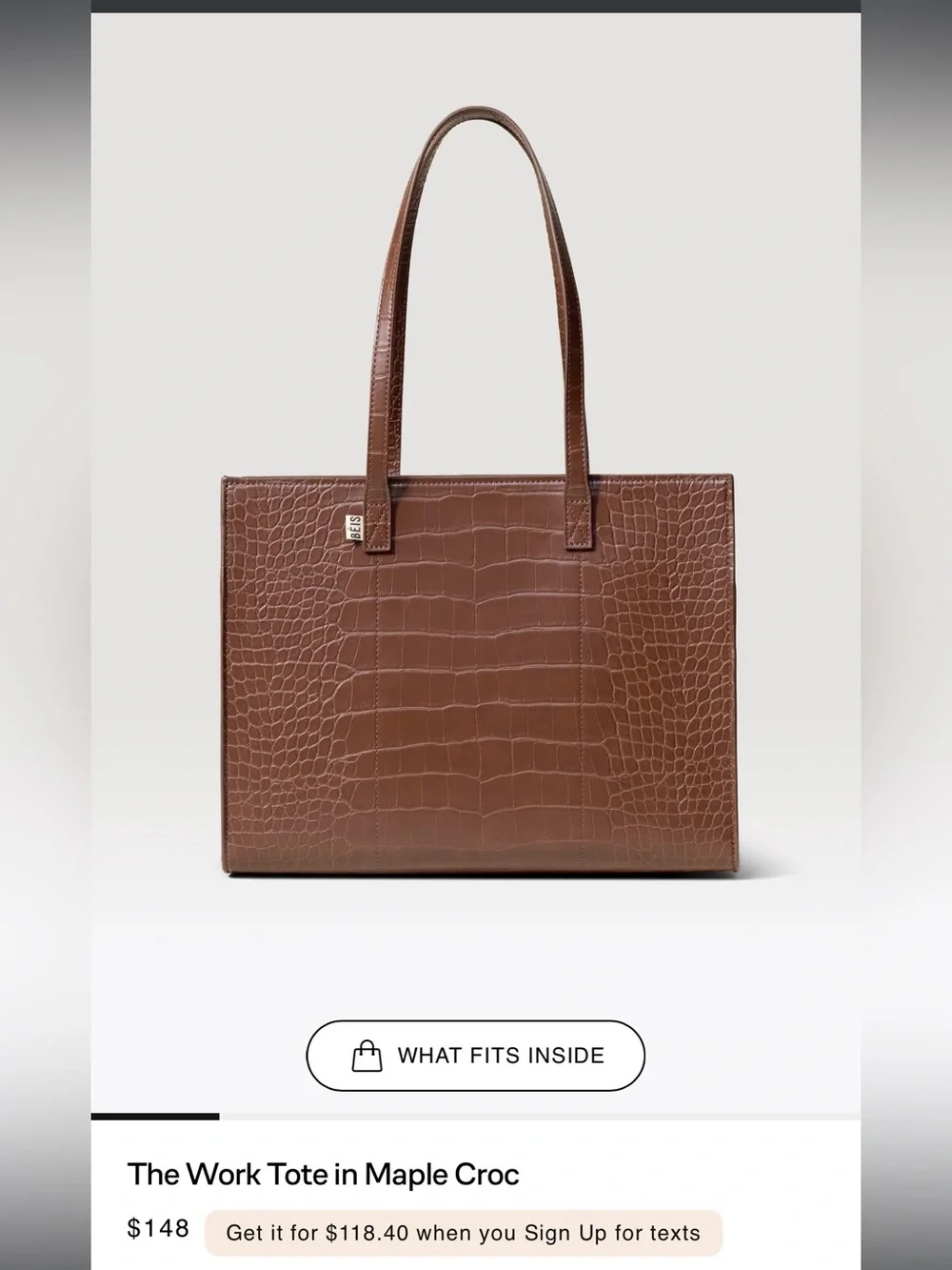 Brown Croc-Embossed Tote Bag - Classic Women's Shoulder Tote
